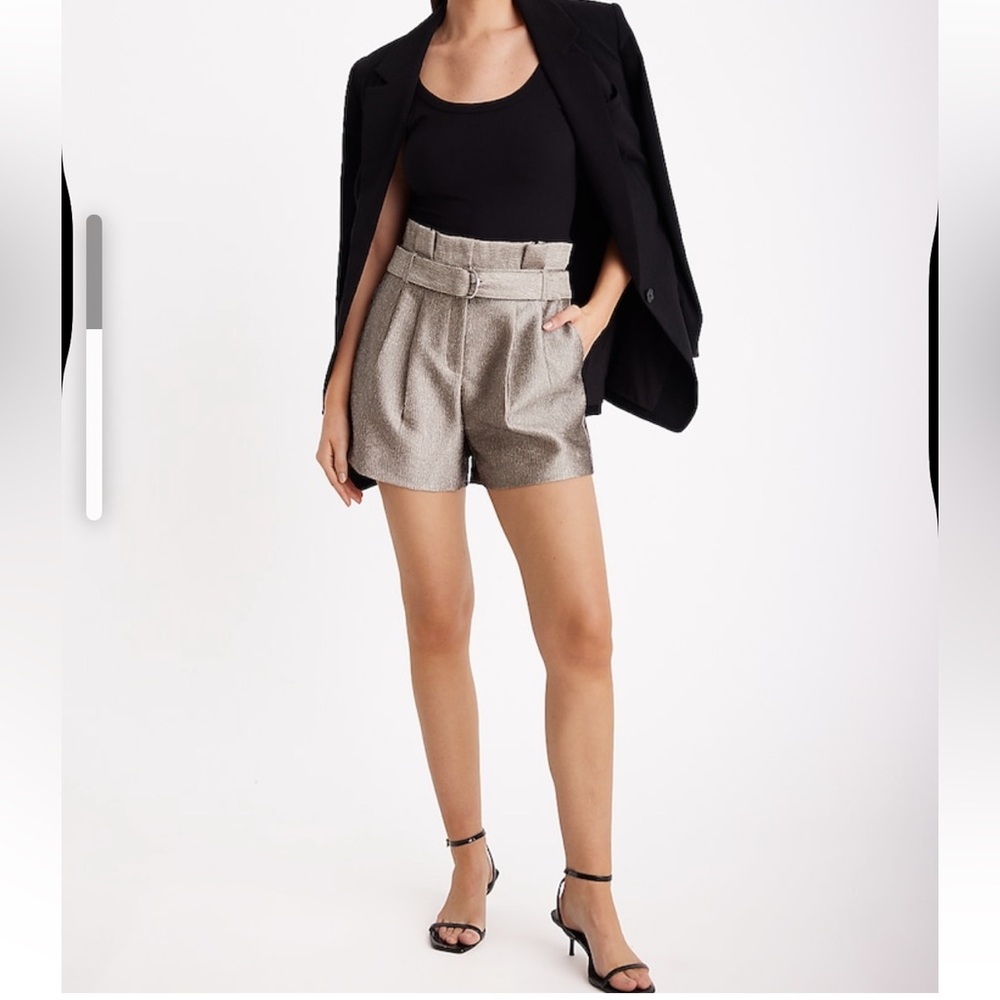 Express Super High Waisted Metallic Belted Paperbag Waist Shorts - Size 10